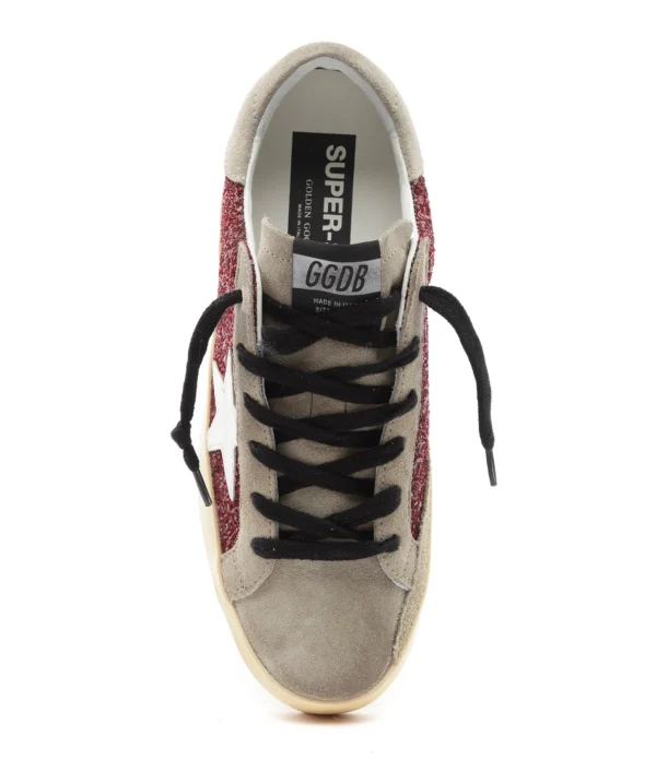 Nouvelle tendance GOLDEN GOOSE Baskets Superstar Cuir Bordeaux Taupe Blanc 3