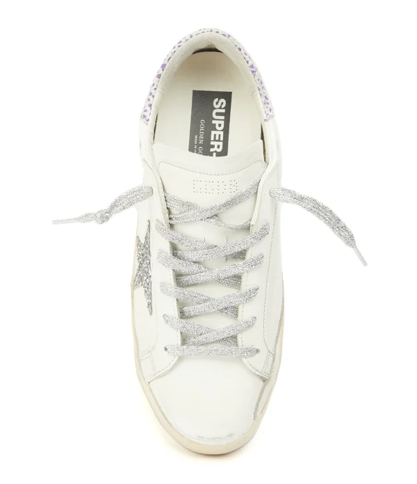 GOLDEN GOOSE Baskets Superstar Sérigraphie Cuir Blanc Glitter boutique en ligne france 4