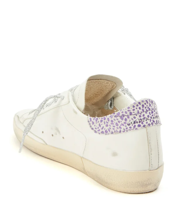 GOLDEN GOOSE Baskets Superstar Sérigraphie Cuir Blanc Glitter boutique en ligne france 5