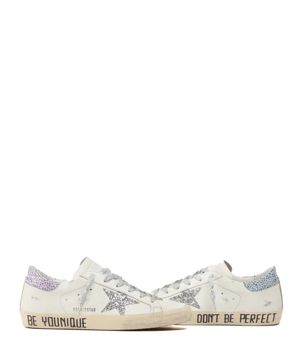 GOLDEN GOOSE Baskets Superstar Sérigraphie Cuir Blanc Glitter boutique en ligne france 7