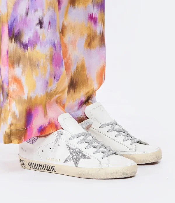 GOLDEN GOOSE Baskets Superstar Sérigraphie Cuir Blanc Glitter boutique en ligne france 8