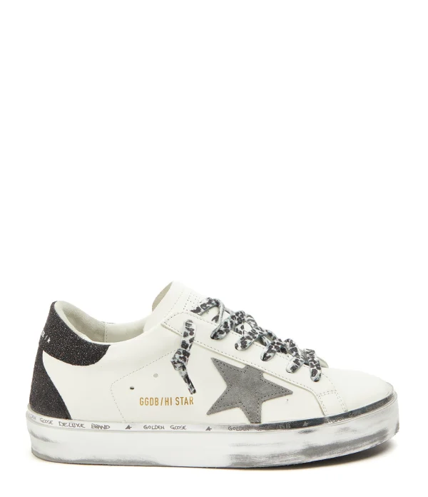 online boutique GOLDEN GOOSE Baskets Hi Star Cuir Blanc Noir 1