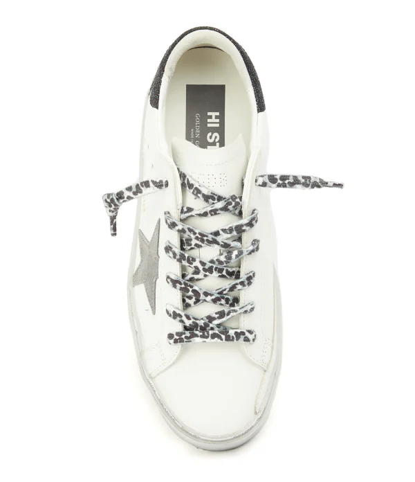 online boutique GOLDEN GOOSE Baskets Hi Star Cuir Blanc Noir 3