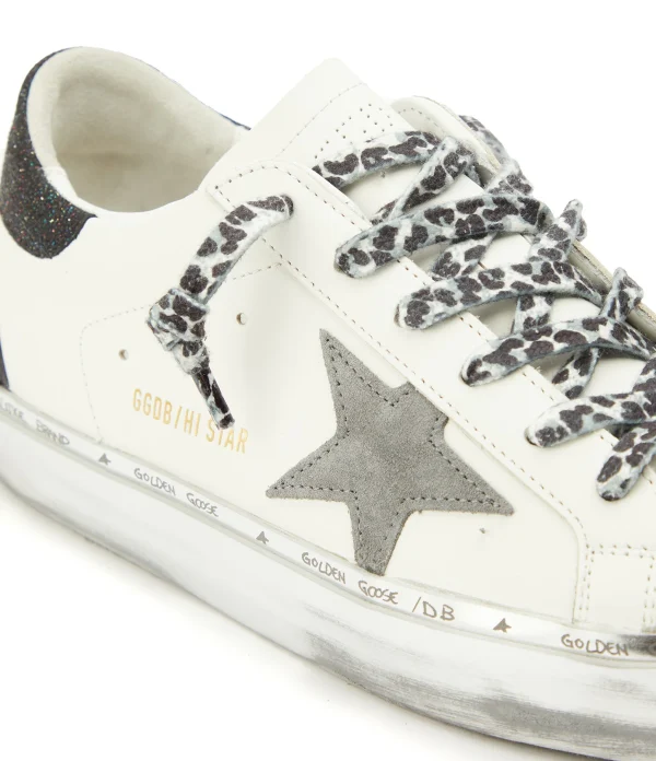 online boutique GOLDEN GOOSE Baskets Hi Star Cuir Blanc Noir 5