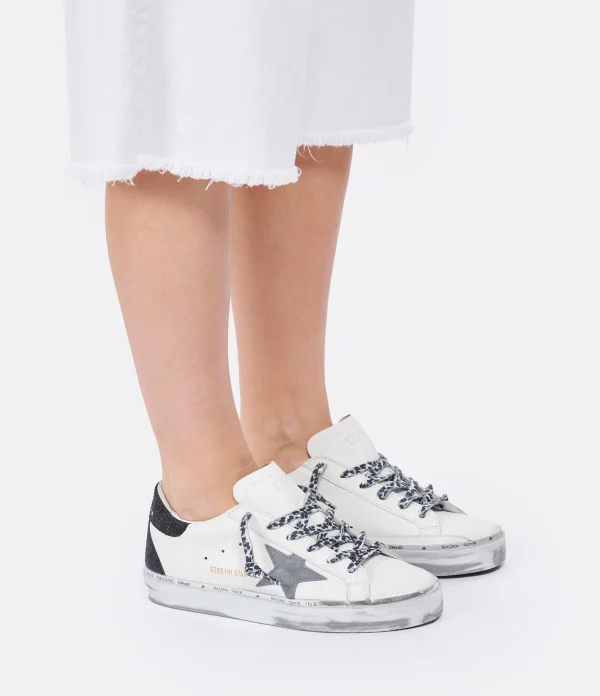 online boutique GOLDEN GOOSE Baskets Hi Star Cuir Blanc Noir 6