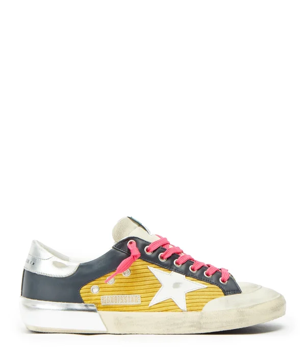 GOLDEN GOOSE Baskets Homme Superstar Cuir Moutarde Bleu prix de gros 1