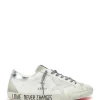 GOLDEN GOOSE Baskets Homme Superstar Sérigraphie Cuir Blanc Argenté a Prix Discount 22