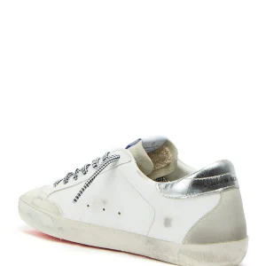 GOLDEN GOOSE Baskets Homme Superstar Sérigraphie Cuir Blanc Argenté a Prix Discount 10