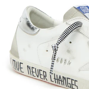 GOLDEN GOOSE Baskets Homme Superstar Sérigraphie Cuir Blanc Argenté a Prix Discount 12