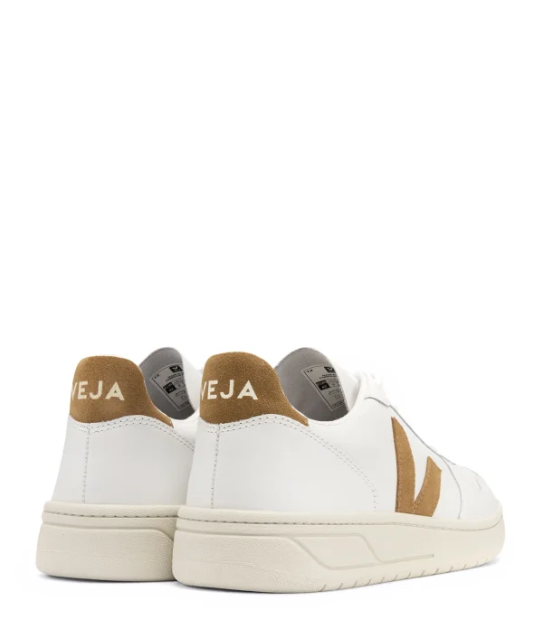 magasin VEJA Baskets V-10 Cuir Extra Blanc Camel 3