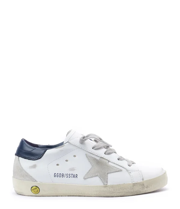 GOLDEN GOOSE Baskets Enfant Superstar Cuir Blanc Bleu en ligne 1