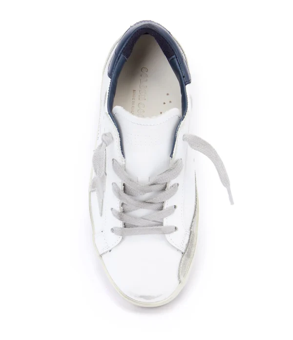 GOLDEN GOOSE Baskets Enfant Superstar Cuir Blanc Bleu en ligne 3