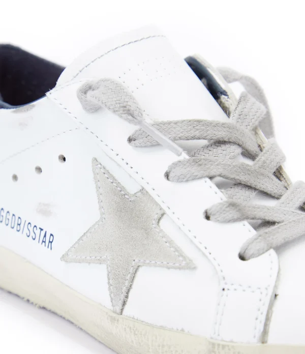 GOLDEN GOOSE Baskets Enfant Superstar Cuir Blanc Bleu en ligne 5