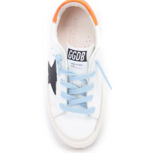 Promotio de vente GOLDEN GOOSE Baskets Enfant May Cuir Blanc Noir Orange Fluo 8