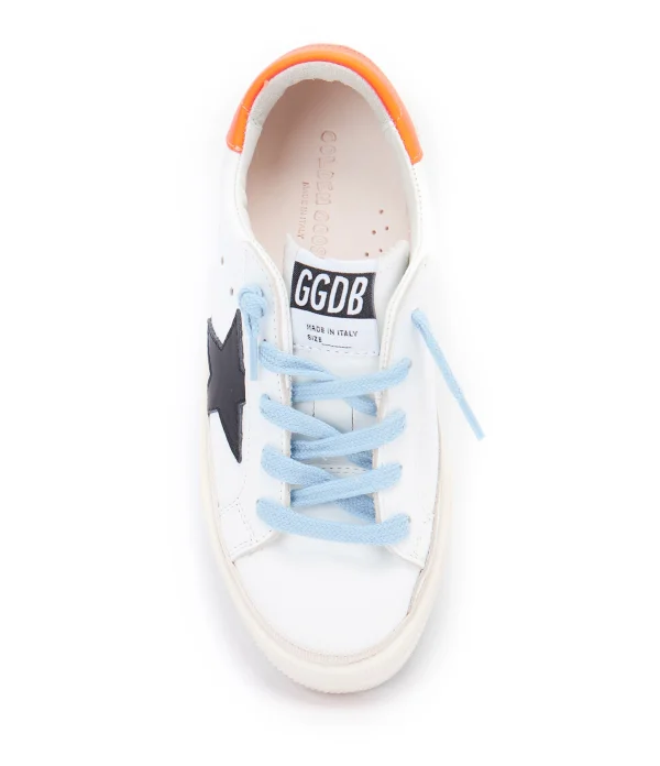 Promotio de vente GOLDEN GOOSE Baskets Enfant May Cuir Blanc Noir Orange Fluo 3