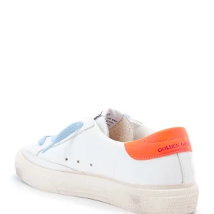 Promotio de vente GOLDEN GOOSE Baskets Enfant May Cuir Blanc Noir Orange Fluo 10