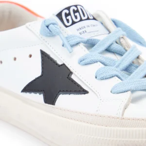 Promotio de vente GOLDEN GOOSE Baskets Enfant May Cuir Blanc Noir Orange Fluo 12