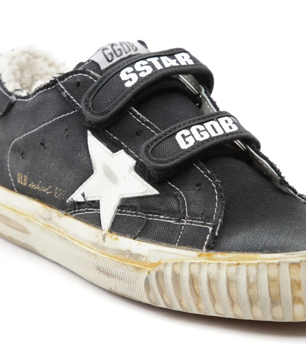 GOLDEN GOOSE Baskets Old School Coton Noir Blanc fashion pas cher 5