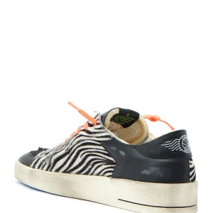 GOLDEN GOOSE Baskets Homme Stardan Cuir Noir Horsy Zèbre achat pas cher 10