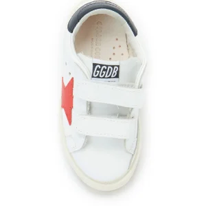 GOLDEN GOOSE Baskets Bébé May School Cuir Blanc Rouge Bleu Nuit remise en ligne 8