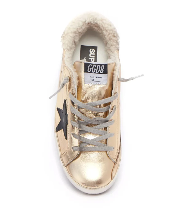 prix de gros GOLDEN GOOSE Baskets Superstar Mouton Cuir Doré 3