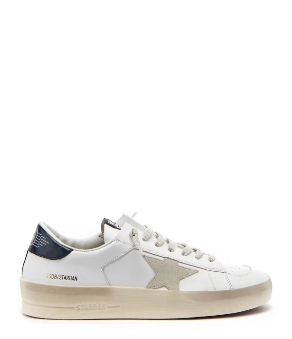 Les achats en ligne GOLDEN GOOSE Baskets Homme Stardan Cuir Blanc Noir 1