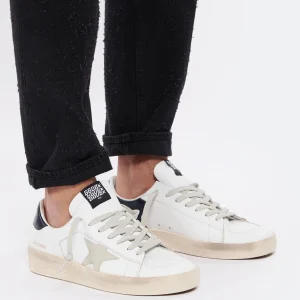 Les achats en ligne GOLDEN GOOSE Baskets Homme Stardan Cuir Blanc Noir 18