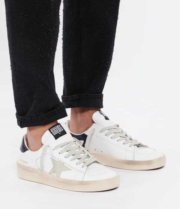 Les achats en ligne GOLDEN GOOSE Baskets Homme Stardan Cuir Blanc Noir 6