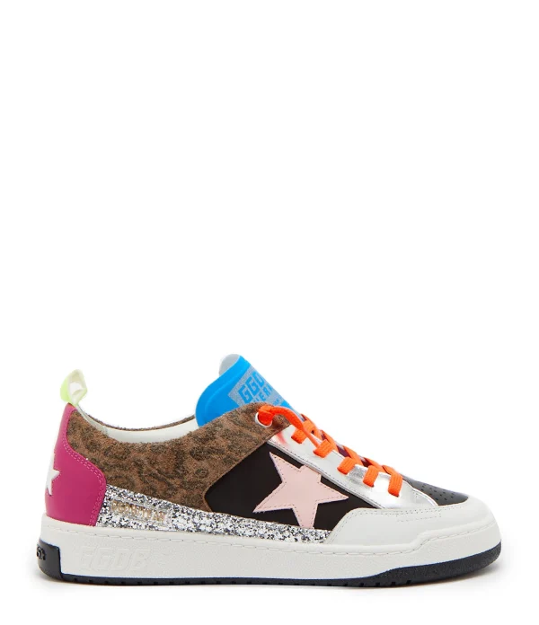 GOLDEN GOOSE Baskets Yeah Cuir Suédé Léopard Multicolore boutique 1