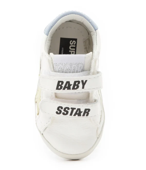 GOLDEN GOOSE Baskets Bébé School Cuir Blanc Jaune Pâle Bleu site pas cher 3