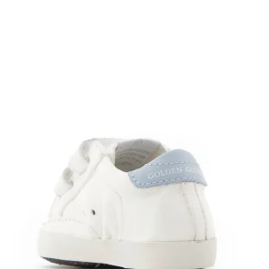 GOLDEN GOOSE Baskets Bébé School Cuir Blanc Jaune Pâle Bleu site pas cher 10