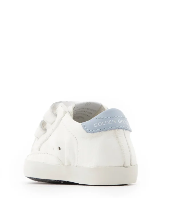 GOLDEN GOOSE Baskets Bébé School Cuir Blanc Jaune Pâle Bleu site pas cher 4