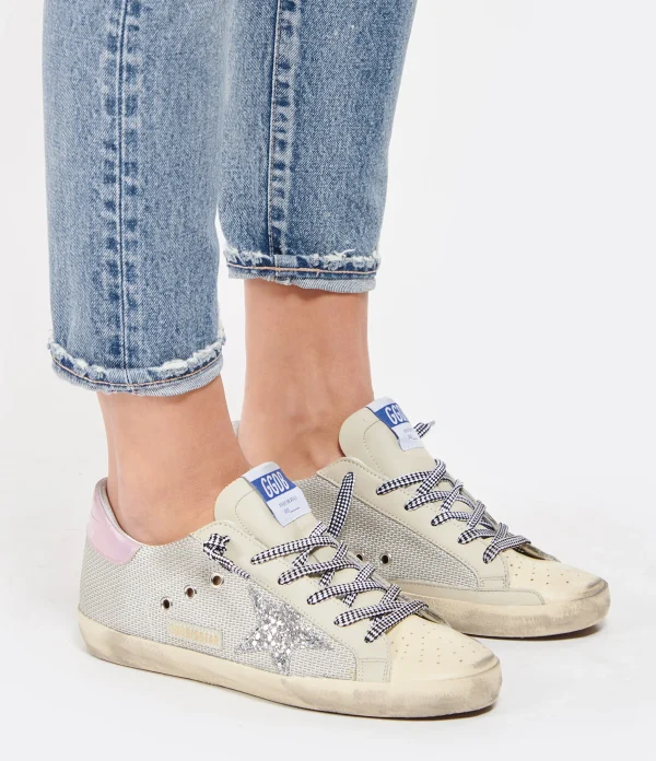 GOLDEN GOOSE Baskets Superstar Maille Crème Glitter comparez les prix 6