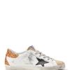 boutique pas cher GOLDEN GOOSE Baskets Superstar Cuir Blanc Glitter Orange 22