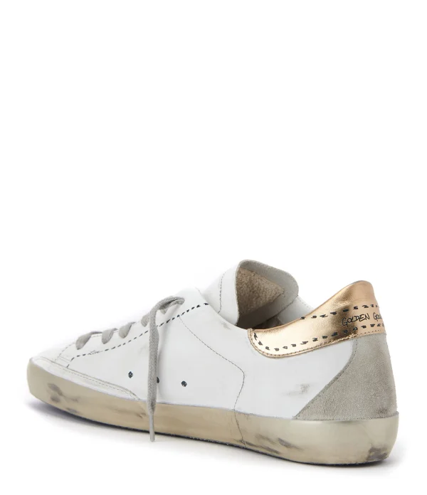 GOLDEN GOOSE Baskets Superstar Sérigraphié Cuir Blanc Doré boutique en ligne france 4