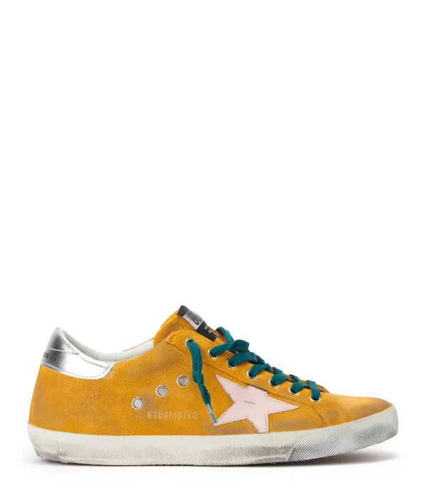 GOLDEN GOOSE Baskets Homme Superstar Cuir Suédé Orange Blanc l'unique style 1