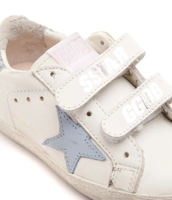 GOLDEN GOOSE Baskets Bébé Old School Cuir Blanc Bleu Poudré Argenté grande popularité 5