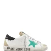 beauté GOLDEN GOOSE Baskets Homme Superstar Cuir Blanc Vert Noir 16