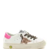 GOLDEN GOOSE Baskets Enfant May Cuir Glitter Pêche Rose Fluo excellente qualité 14