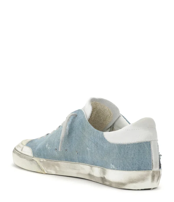 GOLDEN GOOSE Baskets Homme Superstar Cuir Denim Bleu Clair Blanc Authentic Original licence 4