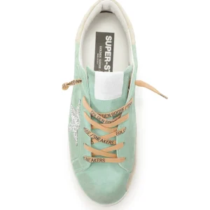 GOLDEN GOOSE Baskets Superstar Cuir Suédé Turquoise Glitter REMISE 11