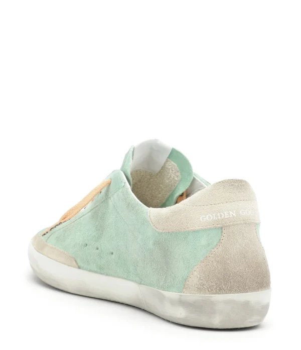 GOLDEN GOOSE Baskets Superstar Cuir Suédé Turquoise Glitter REMISE 4