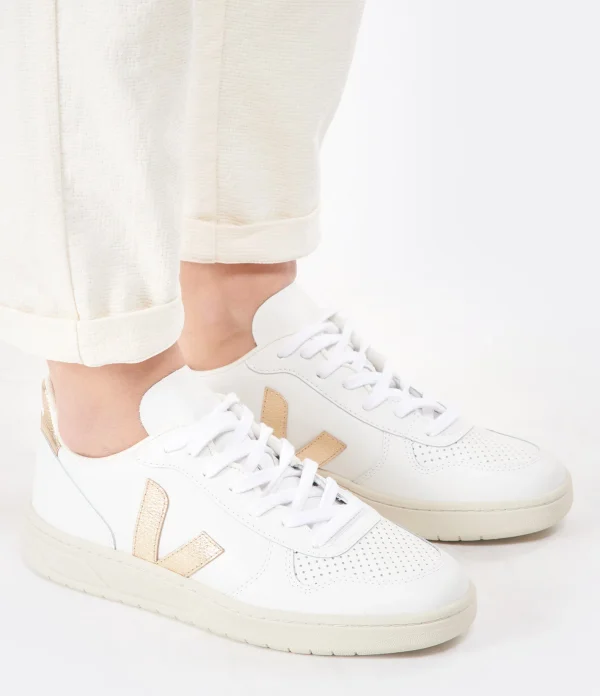 économies garanties VEJA Baskets V-10 Cuir Blanc Platine 5