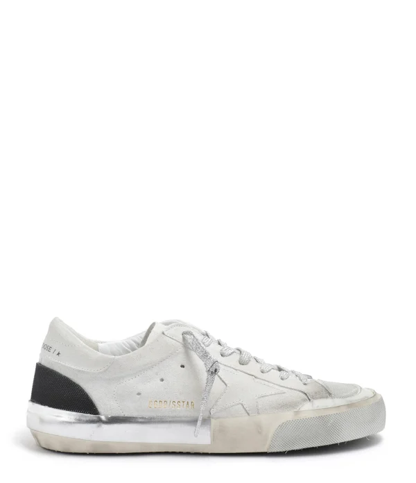 GOLDEN GOOSE Baskets Homme Superstar Cuir Suédé Signature Blanc Argenté économies garanties 1