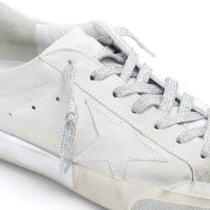 GOLDEN GOOSE Baskets Homme Superstar Cuir Suédé Signature Blanc Argenté économies garanties 12