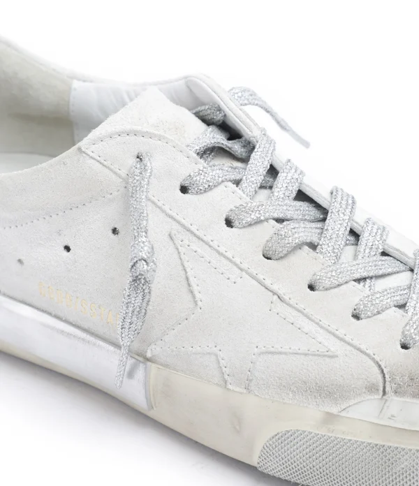 GOLDEN GOOSE Baskets Homme Superstar Cuir Suédé Signature Blanc Argenté économies garanties 5