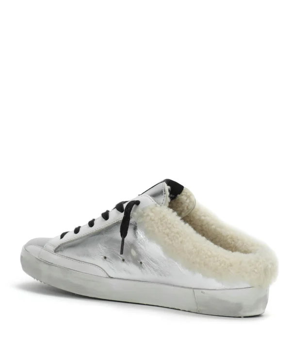 GOLDEN GOOSE Baskets Superstar Sabot Cuir Argenté Pas Cher soldes France 4