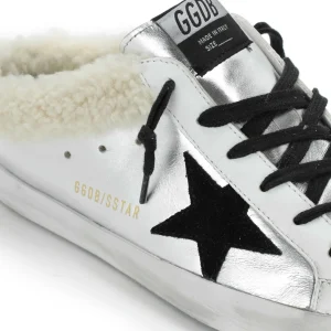 GOLDEN GOOSE Baskets Superstar Sabot Cuir Argenté Pas Cher soldes France 17