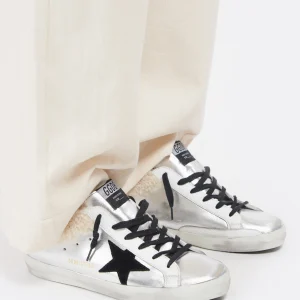 GOLDEN GOOSE Baskets Superstar Sabot Cuir Argenté Pas Cher soldes France 19