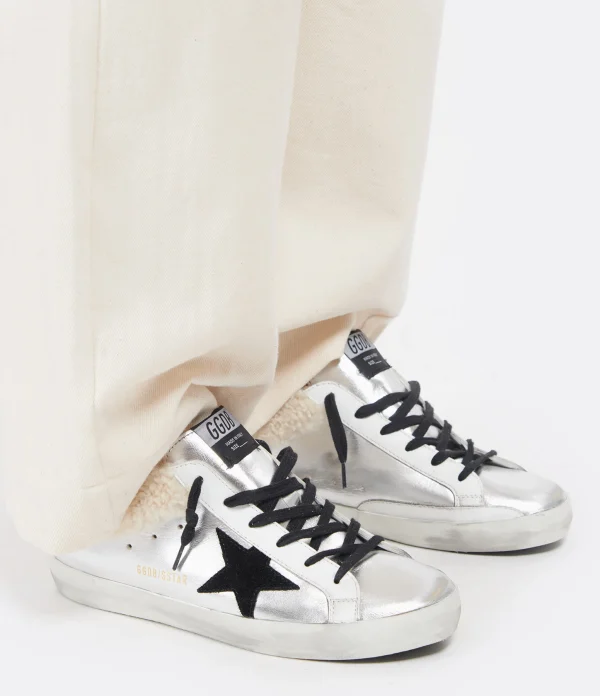 GOLDEN GOOSE Baskets Superstar Sabot Cuir Argenté Pas Cher soldes France 6